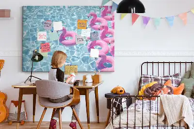 Tableau de liège Pissenlits flamants roses