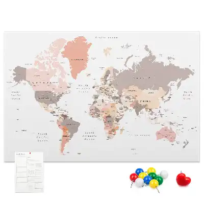 Tableau de liège Carte détaillée du monde