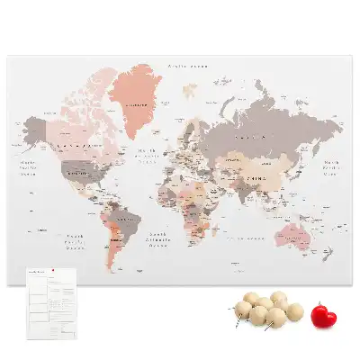 Tableau de liège Carte détaillée du monde