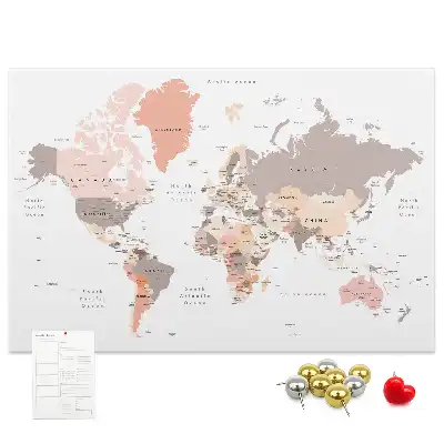 Tableau de liège Carte détaillée du monde