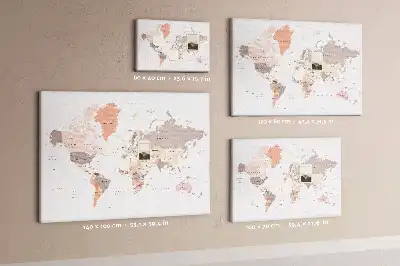 Tableau de liège Carte détaillée du monde