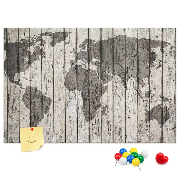 Tableau d’affichage en liège Carte du Monde Planches