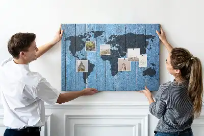 Tableau de liège Carte rustique du globe
