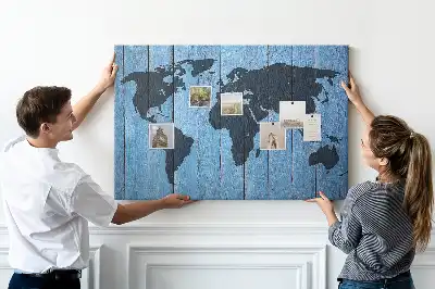Tableau de liège Carte rustique du globe