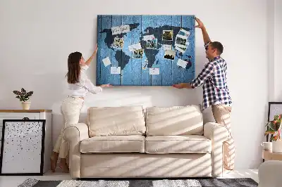 Tableau de liège Carte rustique du globe