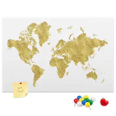 Tableau d’affichage en liège Carte dorée du monde