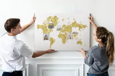 Tableau d’affichage en liège Carte dorée du monde