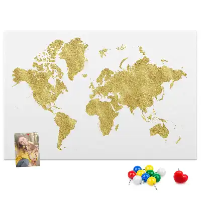 Tableau d’affichage en liège Carte dorée du monde