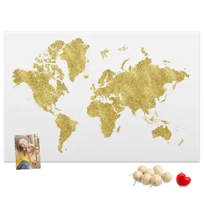 Tableau d’affichage en liège Carte dorée du monde
