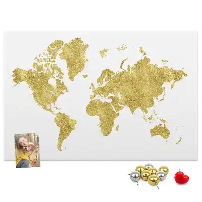 Tableau d’affichage en liège Carte dorée du monde