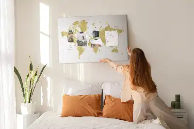 Tableau d’affichage en liège Carte dorée du monde
