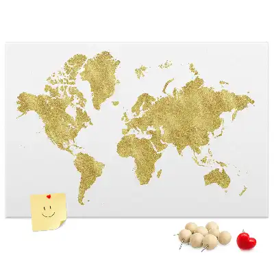 Tableau d’affichage en liège Carte dorée du monde