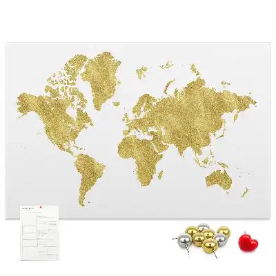 Tableau d’affichage en liège Carte dorée du monde