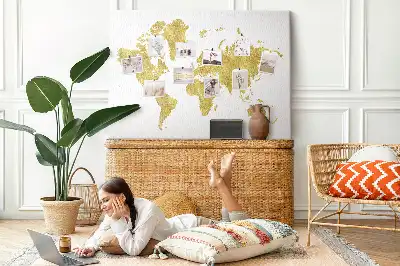 Tableau d’affichage en liège Carte dorée du monde