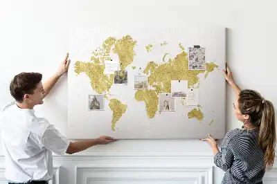 Tableau d’affichage en liège Carte dorée du monde