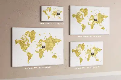 Tableau d’affichage en liège Carte dorée du monde
