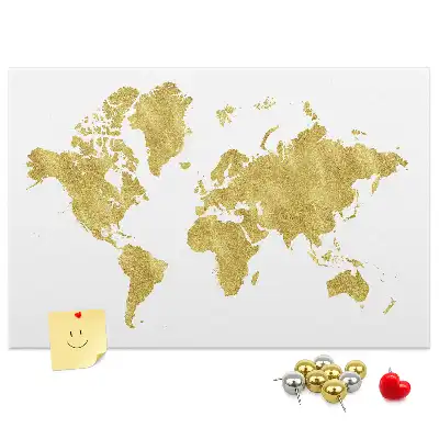 Tableau d’affichage en liège Carte dorée du monde