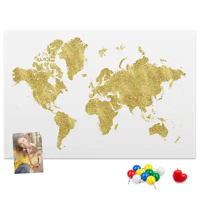 Tableau d’affichage en liège Carte dorée du monde