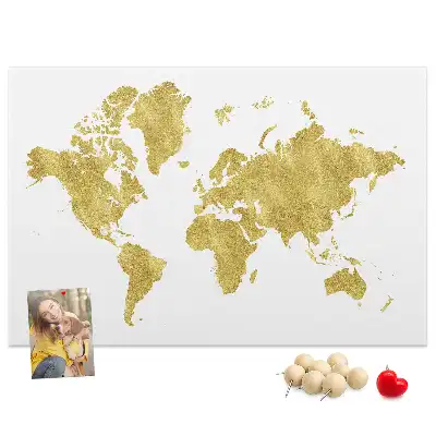 Tableau d’affichage en liège Carte dorée du monde