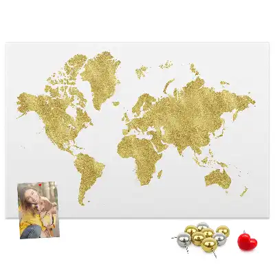 Tableau d’affichage en liège Carte dorée du monde