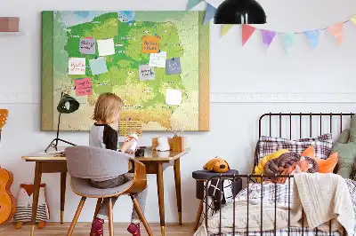 Tableau en liège déco Carte physique de la Pologne