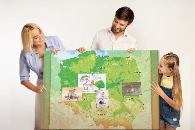 Tableau en liège déco Carte physique de la Pologne