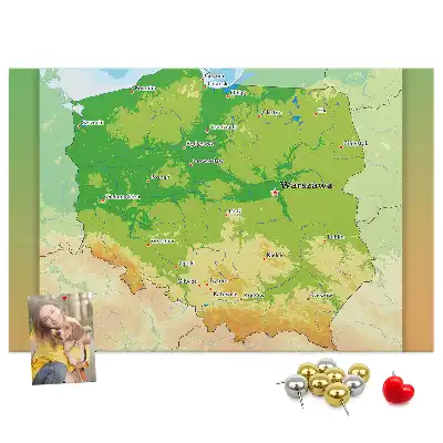 Tableau en liège déco Carte physique de la Pologne