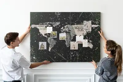 Tableau de liège Carte du monde dollar