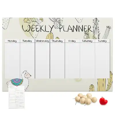 Tableau en liège déco Succulentes planificateur de sept jours