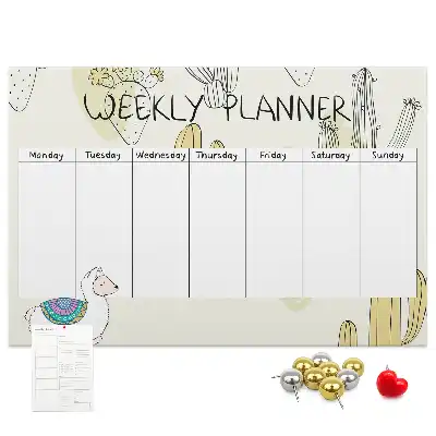 Tableau en liège déco Succulentes planificateur de sept jours