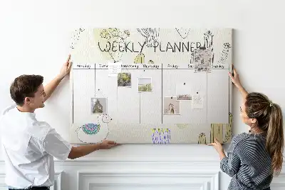 Tableau en liège déco Succulentes planificateur de sept jours
