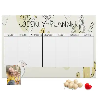 Tableau en liège déco Succulentes planificateur de sept jours