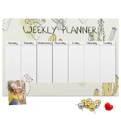 Tableau en liège déco Succulentes planificateur de sept jours