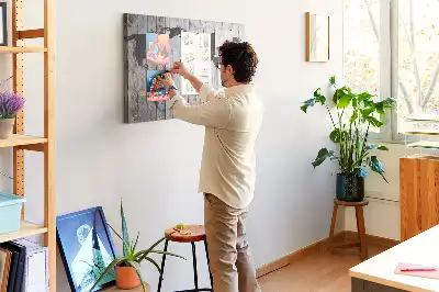 Tableau de liège Monde sur planches