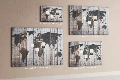 Tableau de liège Monde sur planches