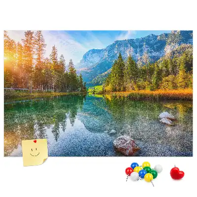 Tableau en liège décoratif paysage de montagnes et rivière