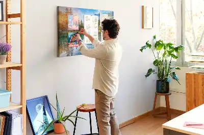 Tableau en liège déco Rivière montagnes paysage