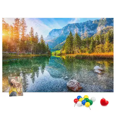 Tableau en liège déco Rivière montagnes paysage