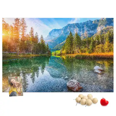 Tableau en liège déco Rivière montagnes paysage