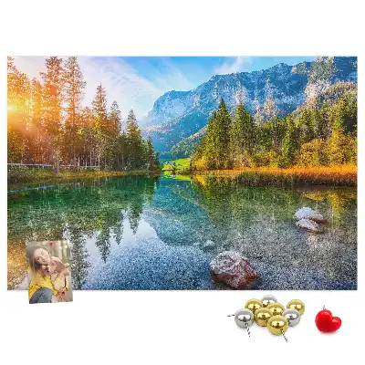 Tableau en liège déco Rivière montagnes paysage