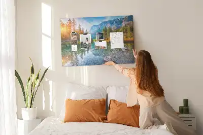 Tableau en liège déco Rivière montagnes paysage