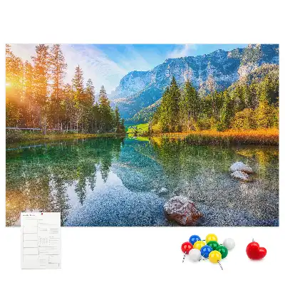 Tableau en liège déco Rivière montagnes paysage