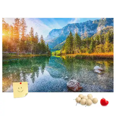 Tableau en liège déco Rivière montagnes paysage