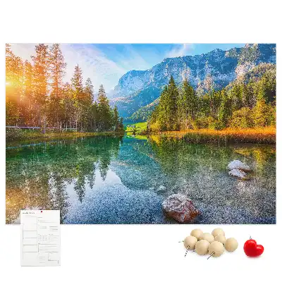 Tableau en liège déco Rivière montagnes paysage