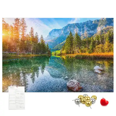 Tableau en liège déco Rivière montagnes paysage