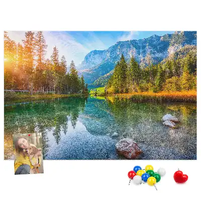 Tableau en liège déco Rivière montagnes paysage