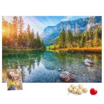 Tableau en liège déco Rivière montagnes paysage