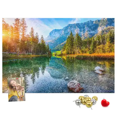 Tableau en liège déco Rivière montagnes paysage