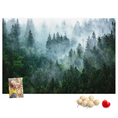 Tableau de liège Forêt de conifères brumeuse