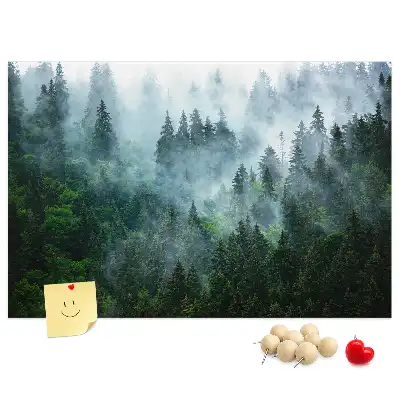 Tableau de liège Forêt de conifères brumeuse